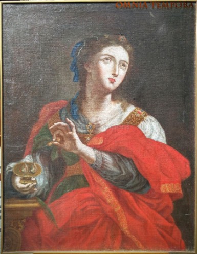 Espressione veneta XVIII secolo - Santa Lucia - olio su tela egregiamente restaurato e rintelato - misure cm 71x92