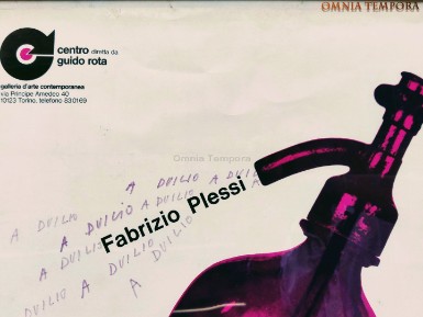 Fabrizio Plessi - intervento a mano su manifesto mostra 1975 in omaggio a Duilio Gambino - misura cm 50x70 - pezzo unico