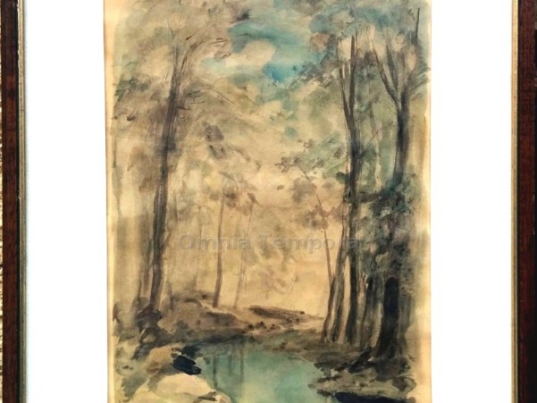 Leonardo Stroppa - Bosco con ruscello - acquerello su carta - anni 40/50 - misura cm. 35x24