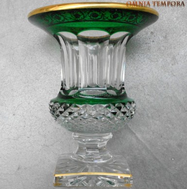 Vaso In Cristallo Saint-Louis (France) Con Decori In Oro Zecchino - Diametro 16 Cm - Altezza 21