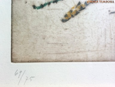Anton Zoran Music - incisione acquaforte - 'colline dalmate' - anno 1967 - tiratura 69/75 - misura cm. 63x46.5 esclusa cornice