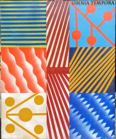 William Nuzzo - composizione - olio su masonite - piccoli difetti come da foto - misure cm 50x60