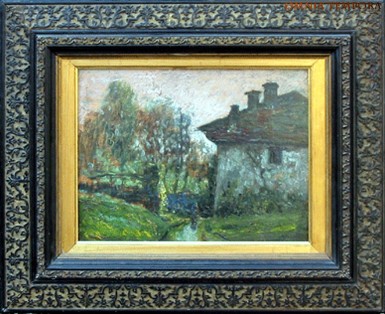 Ghivarello Benedetto - Collina torinese - 1928 - olio su cartone - cm 27.5 x 36.5