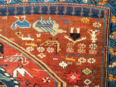 Tappeto caucasico shirvan antico - ottimo stato di conservazione - misure cm ft 147x120
